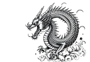 The ocean for the left side. The dragon with sumie style for the right side. That dragon goes up tattoo idea