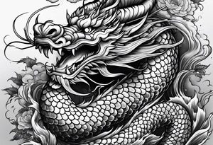 Traditional Japanese Dragon full body and smoke tattoo idea