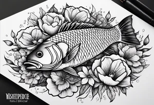 Fish with flowers around it tattoo idea