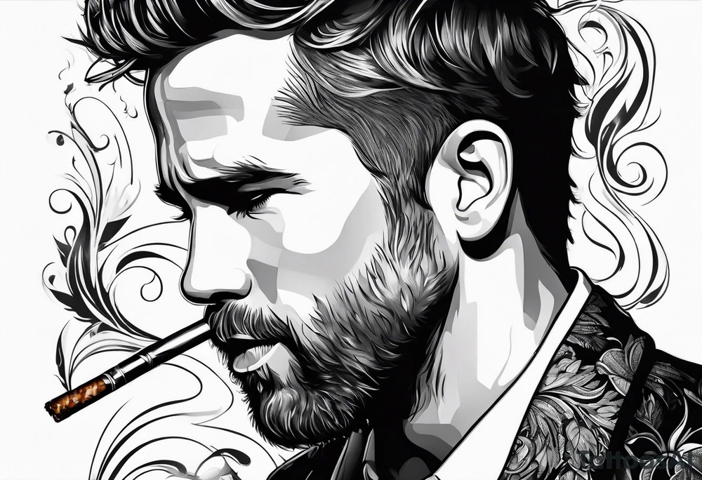 Ryan Reynolds smoking cigarette tattoo idea