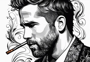 Ryan Reynolds smoking cigarette tattoo idea