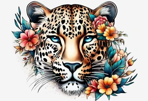 leopard is made out of vintage floral flowers tattoo idea