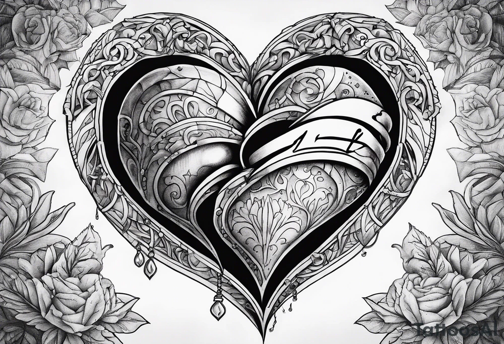 Broken Heart that says Never Say Never tattoo idea