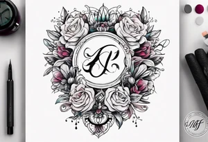 Delicate cursive initials combining bjf & arf tattoo idea