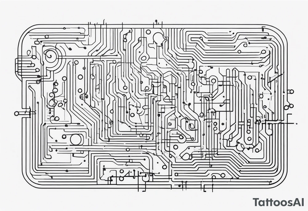 geometric circuit board lines tattoo idea