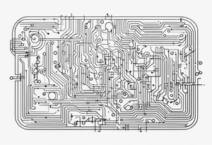 geometric circuit board lines tattoo idea