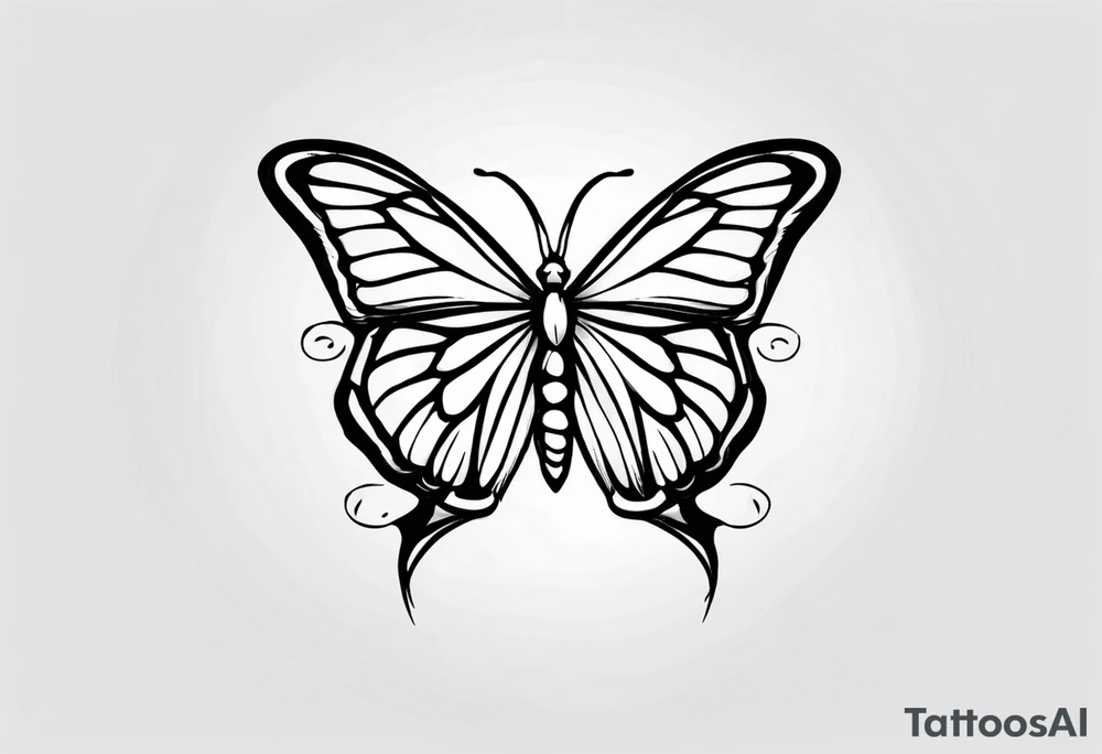 monarch butterfly simple black outline sitting with wings slightly closed tattoo idea