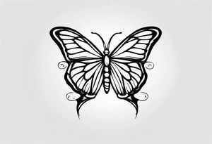monarch butterfly simple black outline sitting with wings slightly closed tattoo idea