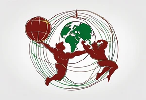 Traditional American tattoo of atlas carrying the world on his back, try to keep the colors to a minimum; red, green, brown, yellow tattoo idea