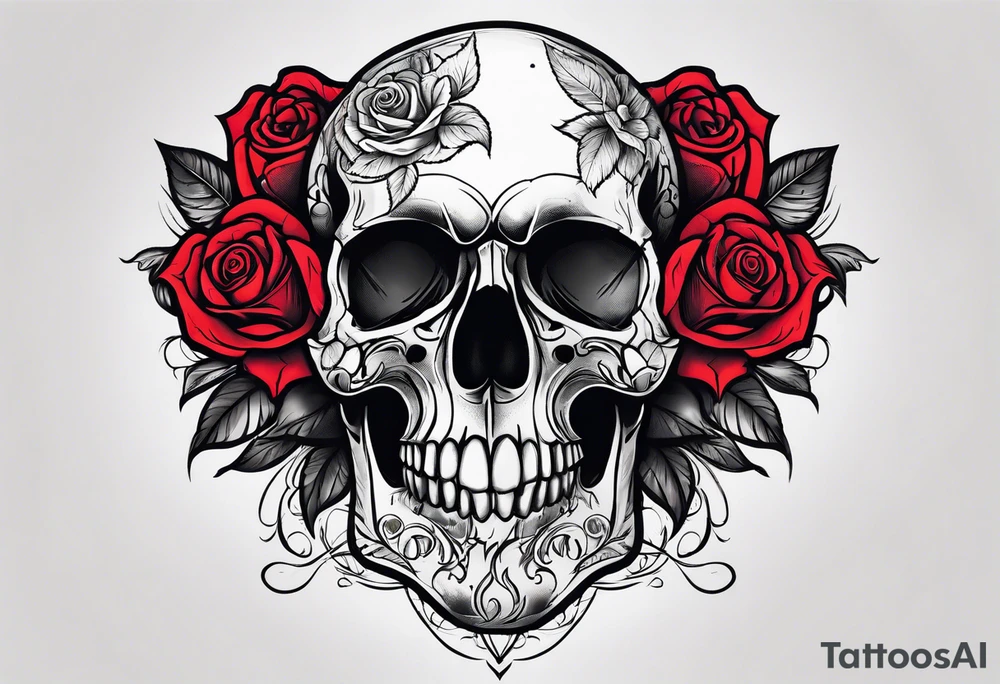 Skull rose santanic pagan tattoo idea