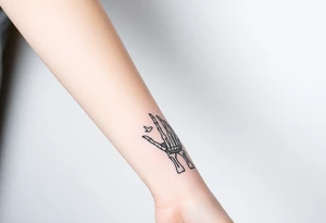 Skeleton hand reaching out of the ocean for a flying swallow tattoo idea
