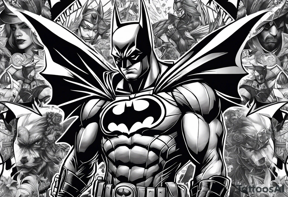 Batman collage for arm sleeve tattoo idea