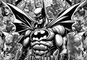 Batman collage for arm sleeve tattoo idea