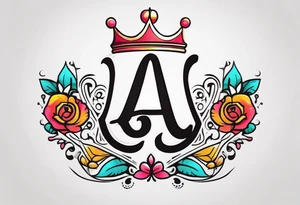 simple the letter A in cursive with a crown over it that has a money sign in it that can fit on a forearm tattoo idea