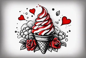small one scoop ice cream cone with small red heart on it somewhere while representing Scotland tattoo idea