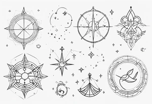 Múltiple constellation (cancer, virgo, scorpio), fine lines, no flowers tattoo idea