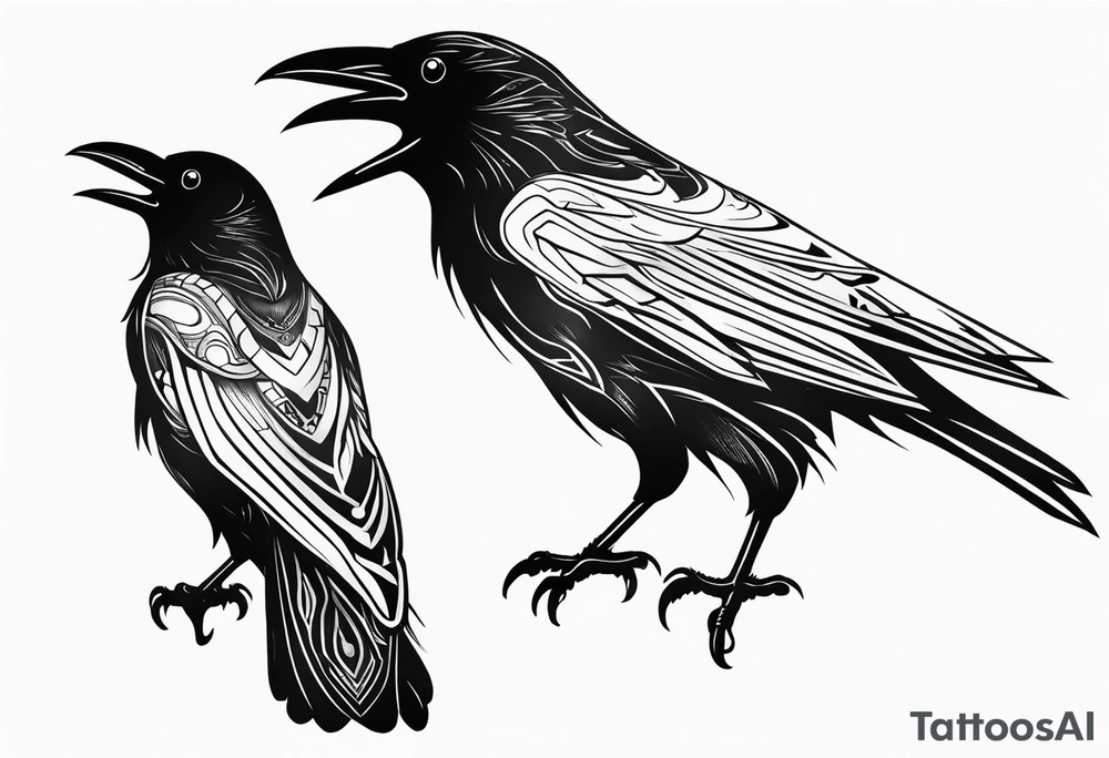 black raven with blood in mouth tattoo idea