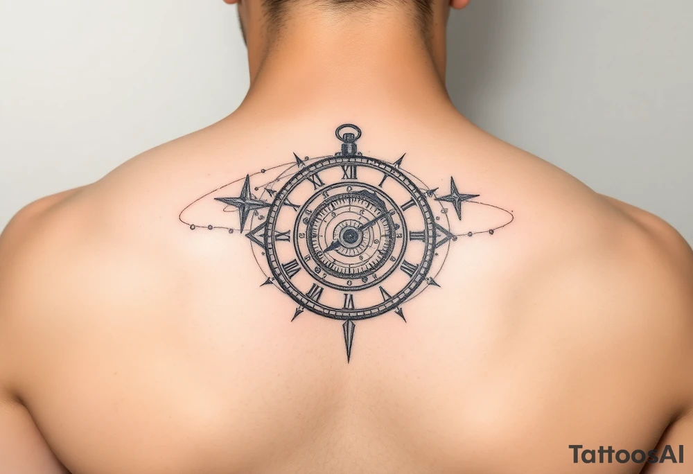 Space-time, universe, spiral clock tattoo idea