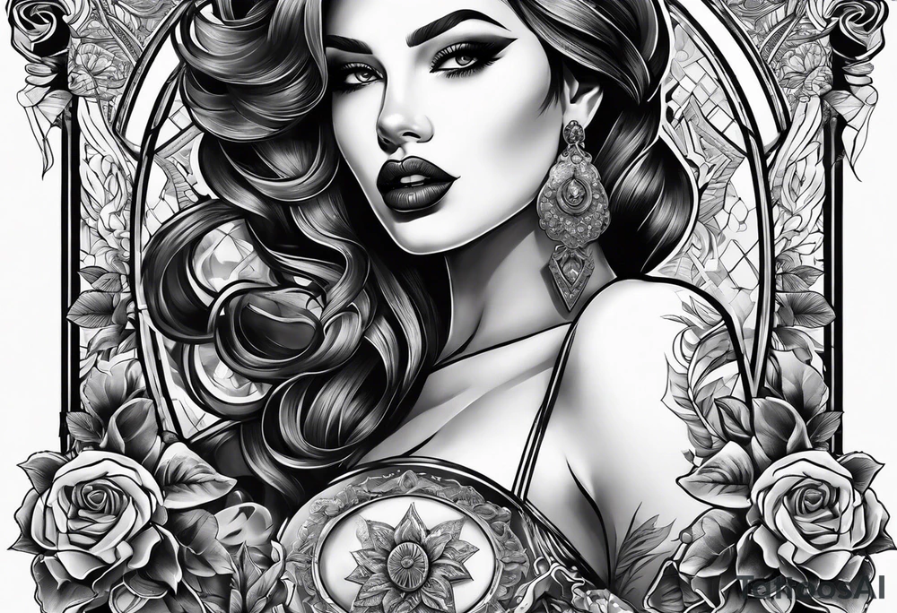 woman with smoke in mouth; poker chips on hand tattoo idea