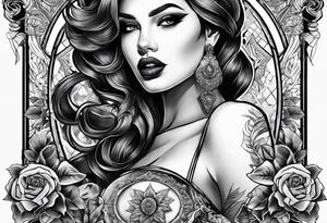 woman with smoke in mouth; poker chips on hand tattoo idea