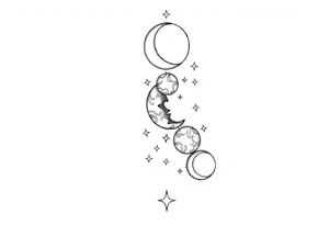 things to add on to a spine tattoo with moon and stars very dainty 3 moons and more details please tattoo idea