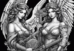 Angels with guns tattoo idea