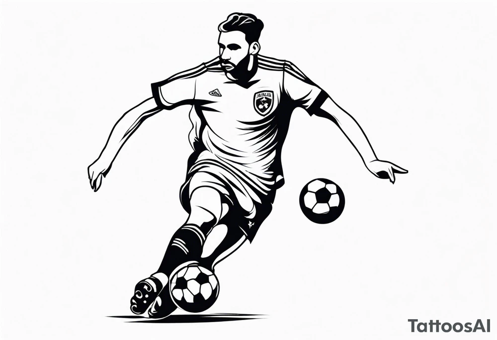 old school tattoo, of a footballer tattoo idea