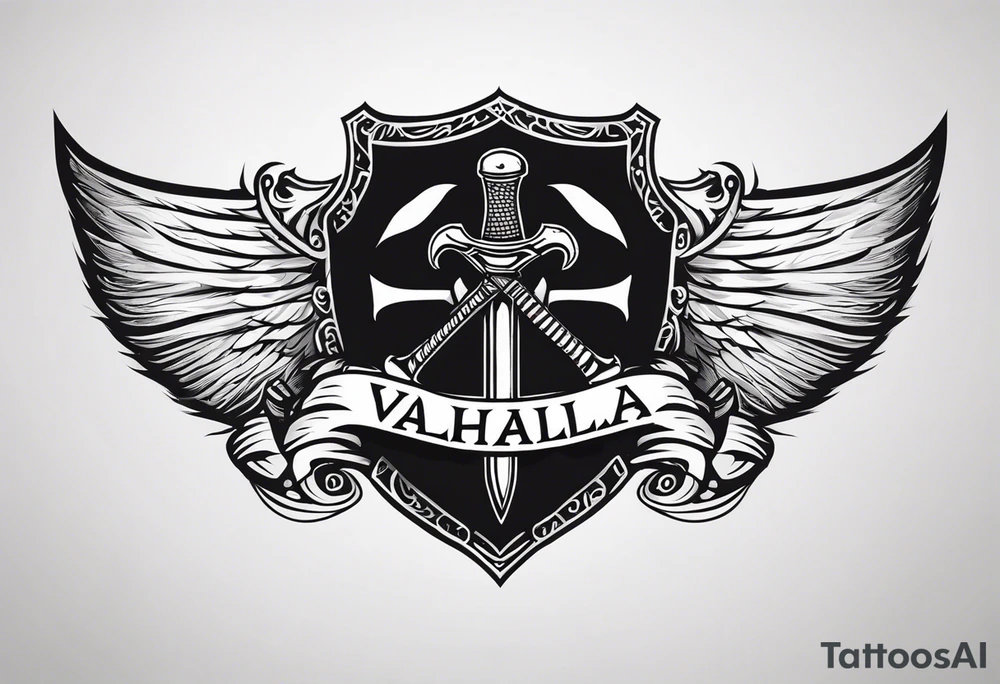 Valhalla sword shield 
 axe tattoo idea