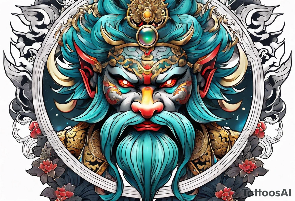 Japanese moon god tattoo idea