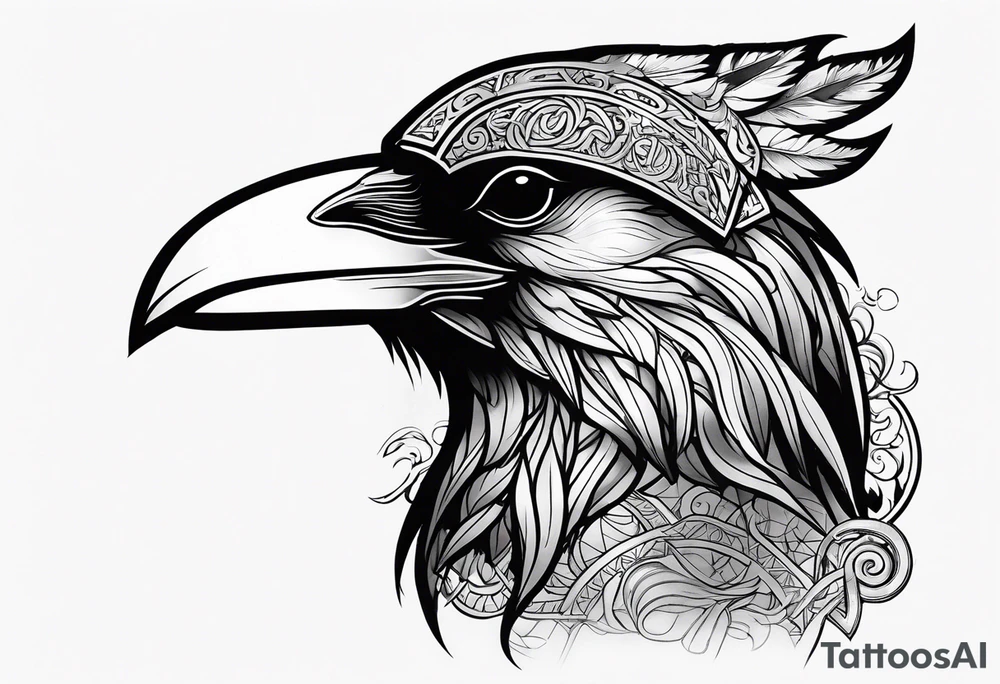 Viking Raven with smoke and the word 337 tattoo idea