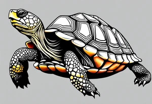 tribal tortoise with the name Sam engraved in the shell tattoo idea
