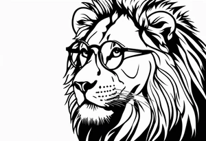 Lion wearing John Lennons glasses tattoo idea