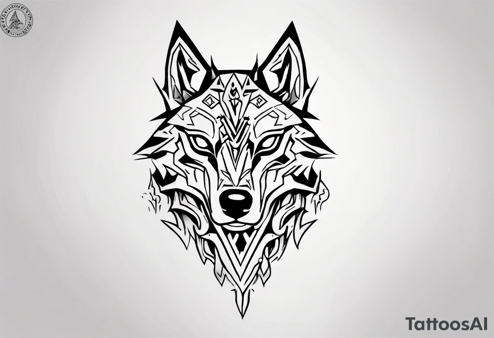 simple wolf head from zelda tattoo idea