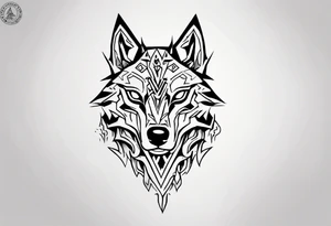 simple wolf head from zelda tattoo idea