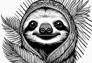 Sloth under palm tattoo idea