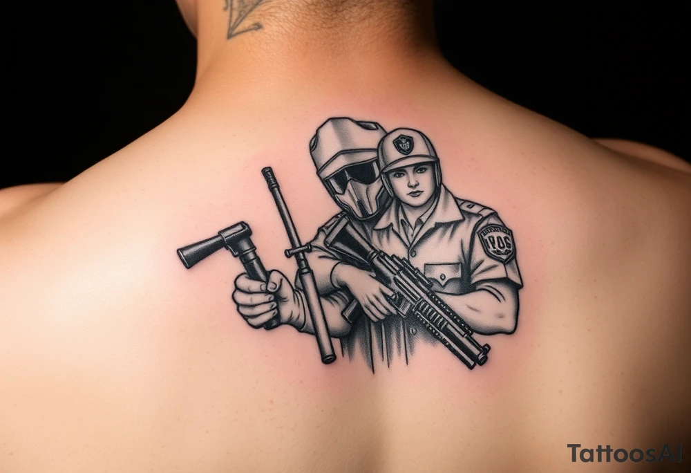 Law enforcement protector of family tattoo idea