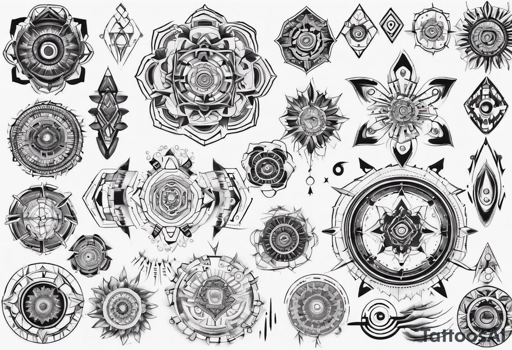 Make a mandala with a futuristic look tattoo idea