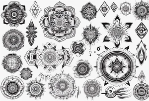 Make a mandala with a futuristic look tattoo idea