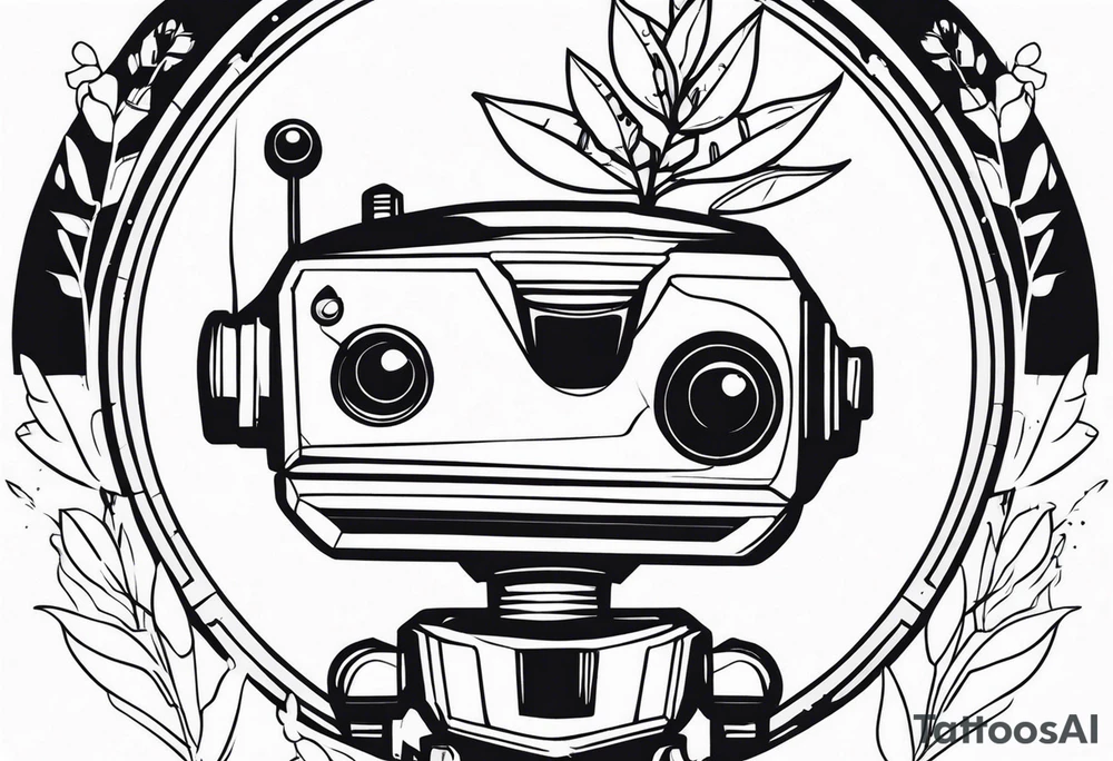 robot plant tattoo idea