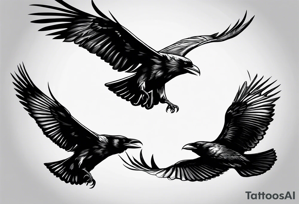 3 ravens in flight tattoo idea