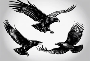 3 ravens in flight tattoo idea