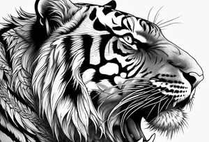 Tiger wearing crow roaring tattoo idea