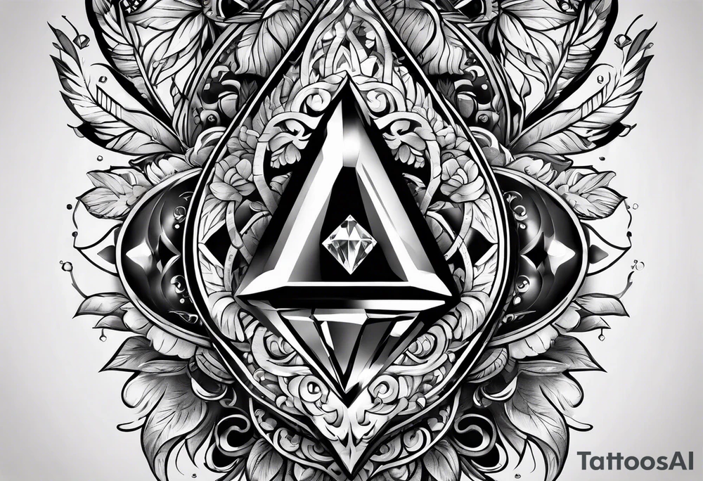 Sleeve on the forearm with a diamond in the middle tattoo idea
