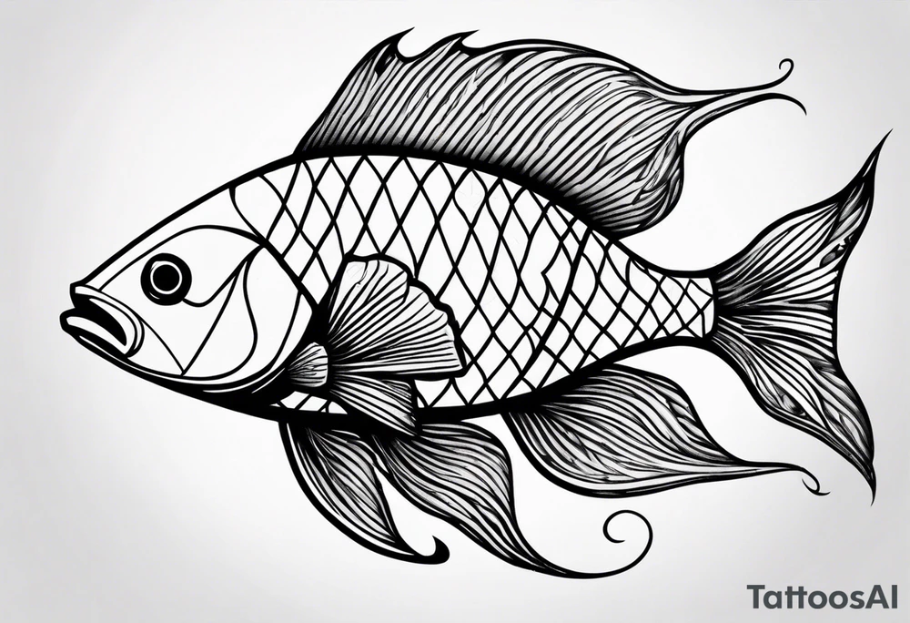 Fish made out of fire tattoo idea