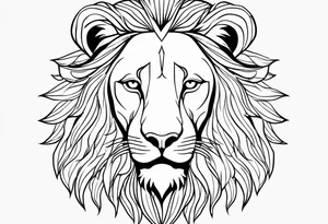 Moitie Visage lion avec son bebe avec trait super fin tattoo idea