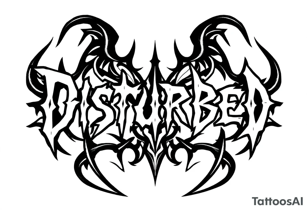 Lettering metal neotribal of the word Disturbed tattoo idea