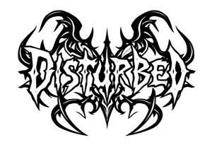Lettering metal neotribal of the word Disturbed tattoo idea