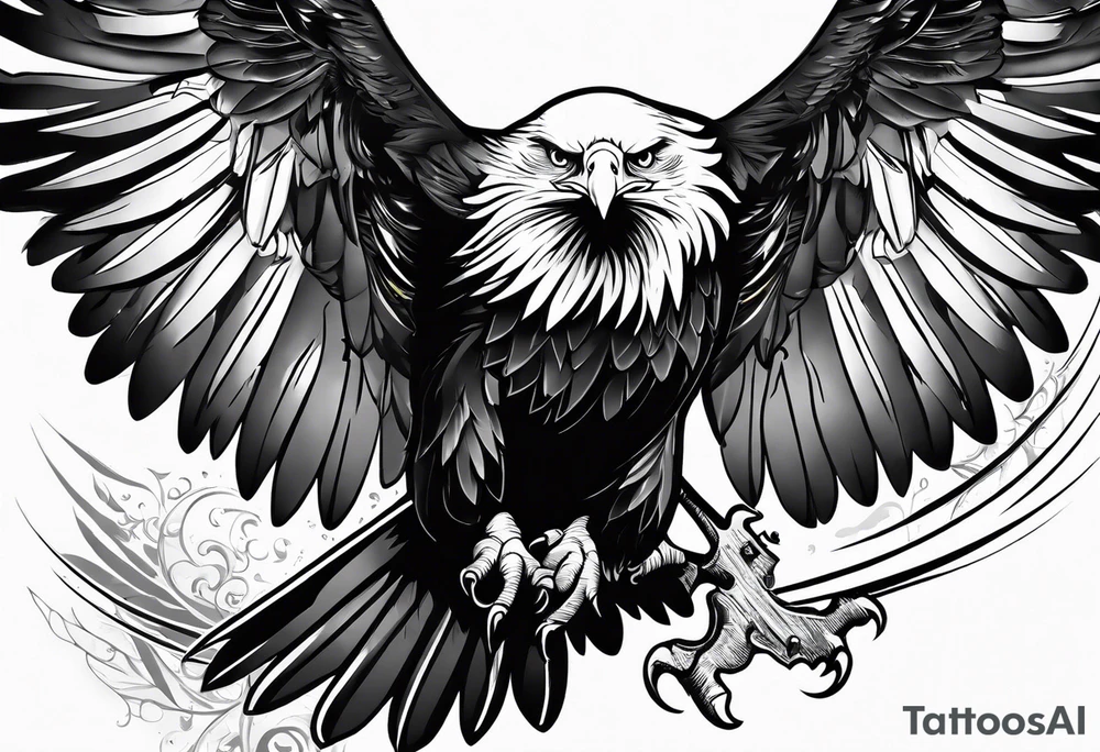 supper eagle flying up tattoo idea