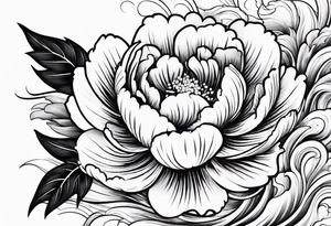 small peony flowers in the waves tattoo idea