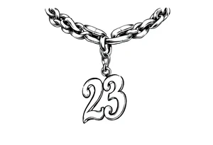 Iced out Cuban link chain with number 23 pendant hanging tattoo idea